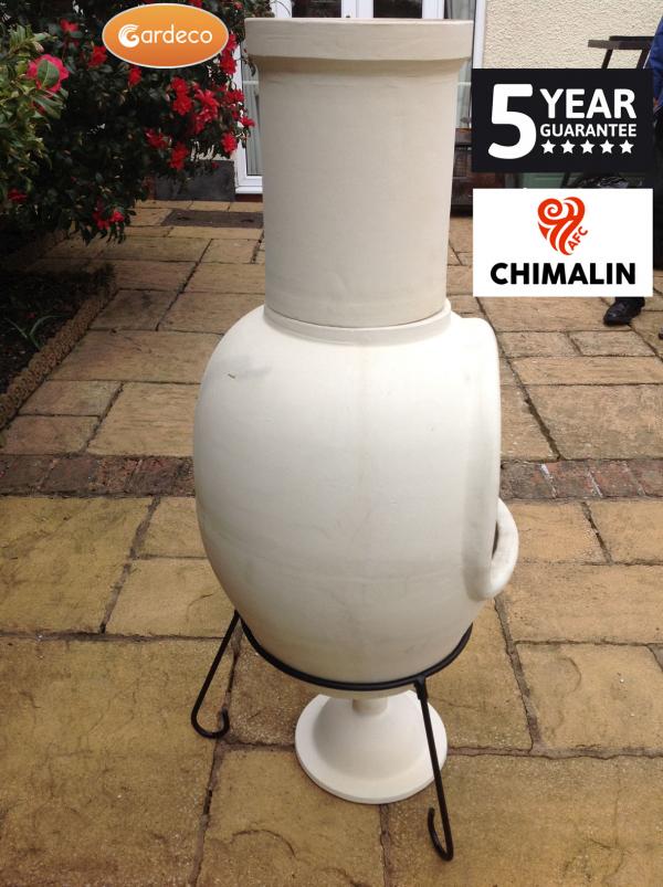 Gardeco Asteria XL Chimalin AFC chimenea in natural clay, including lid & stand