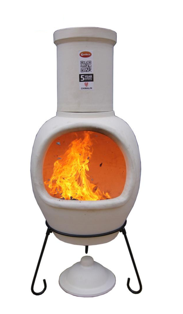 Gardeco Asteria XL Chimalin AFC chimenea in natural clay, including lid & stand