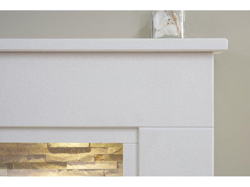 Acantha Amalfi White Marble Fireplace with Downlights & Altea Bio Ethanol Burner, 48 Inch