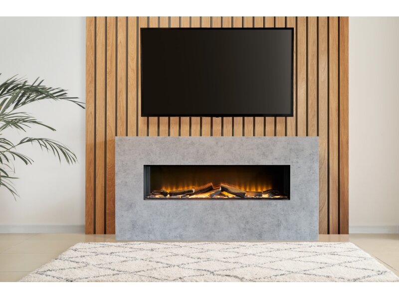 Acantha Bloc Pre-Built Concrete Effect Fully Inset Media Wall Suite