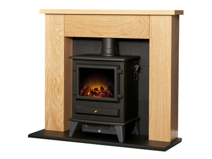 Adam Chester Electric Freestanding Stove Fireplace Suite - Oak & Black