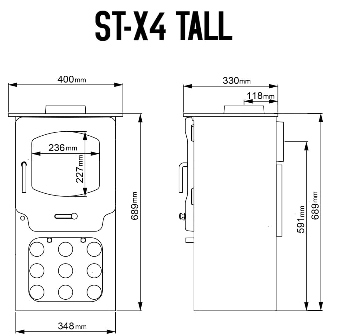 Saltfire ST-X4 Tall Wood Burning Multifuel Stove