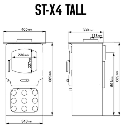 Saltfire ST-X4 Tall Wood Burning Multifuel Stove