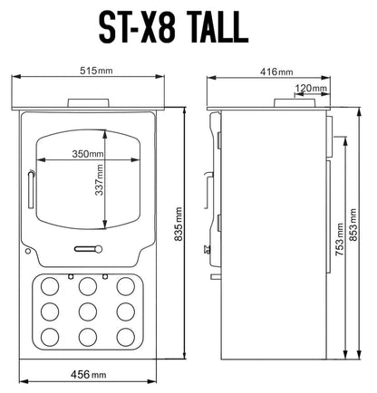 Saltfire ST-X8 Tall Wood Burning Multifuel Stove