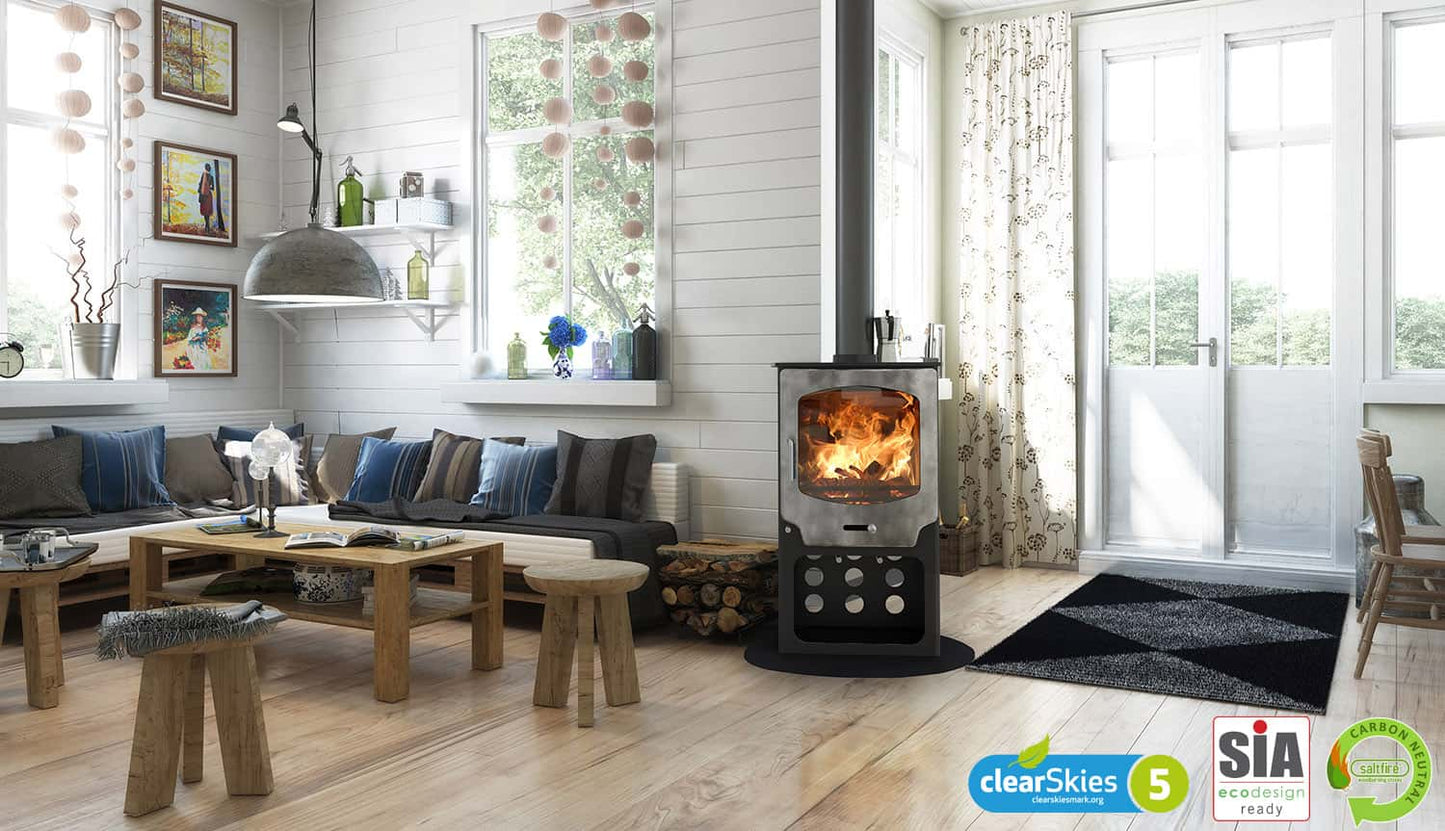 Saltfire ST-X8 Tall Wood Burning Multifuel Stove