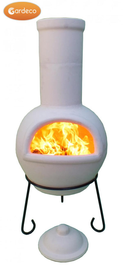 Gardeco Sempra large Chimalin AFC chimenea in natural clay, including lid & stand