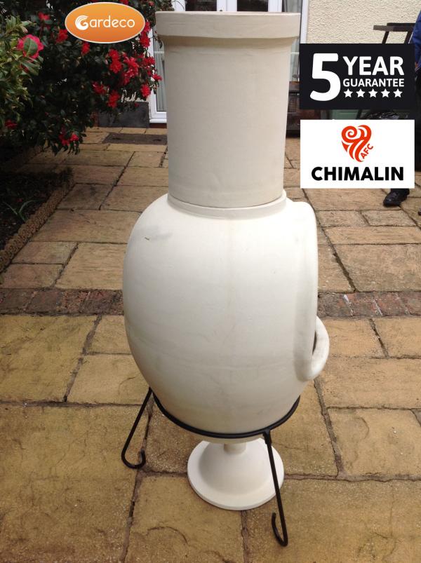 Gardeco Asteria XL Chimalin AFC chimenea in natural clay, including lid & stand