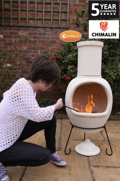 Gardeco Asteria XL Chimalin AFC chimenea in natural clay, including lid & stand