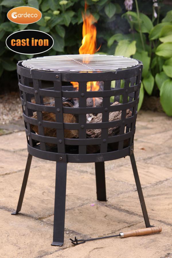 Gardeco Aragon big fire cast iron fire basket, including BBQ grill