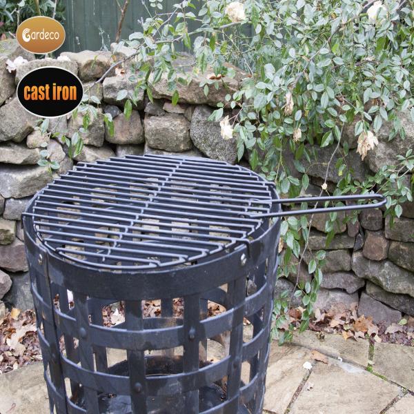 Gardeco Aragon big fire cast iron fire basket, including BBQ grill