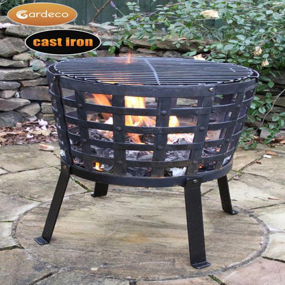 Gardeco Aragon big fire cast iron fire basket, including BBQ grill