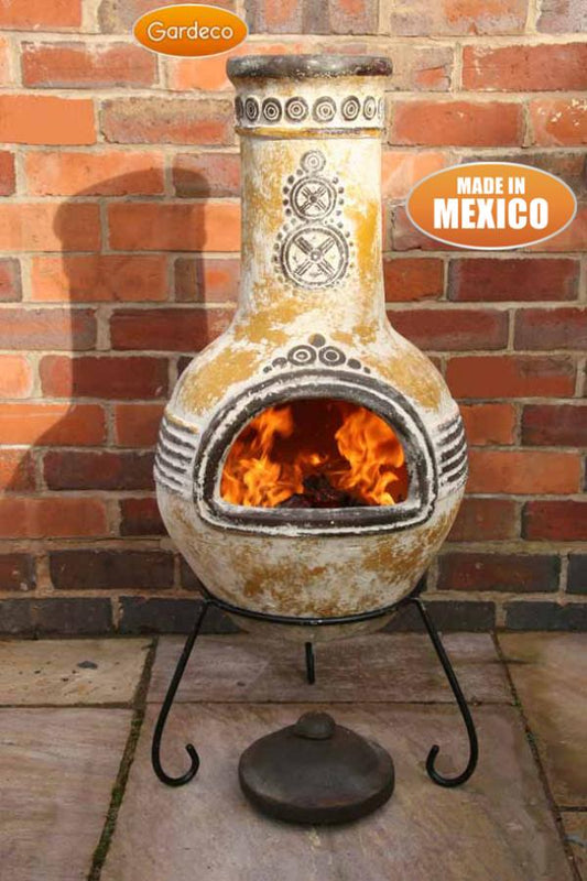 Gardeco Azteca Large Mexican Chimenea in Yellow