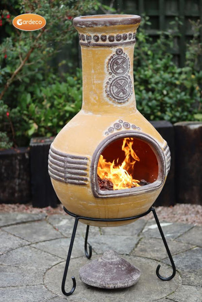 Gardeco Extra-large Azteca Mexican chimenea in yellow