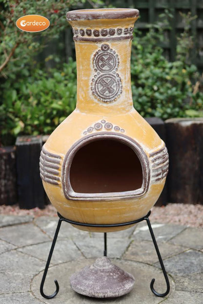 Gardeco Extra-large Azteca Mexican chimenea in yellow