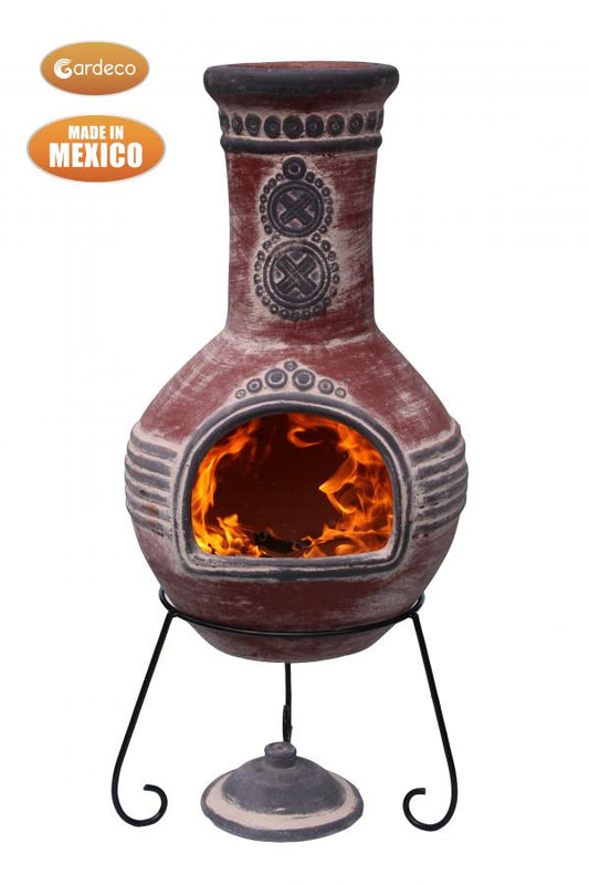 Gardeco Azteca X-Large Mexican Chimenea in Red and Grey