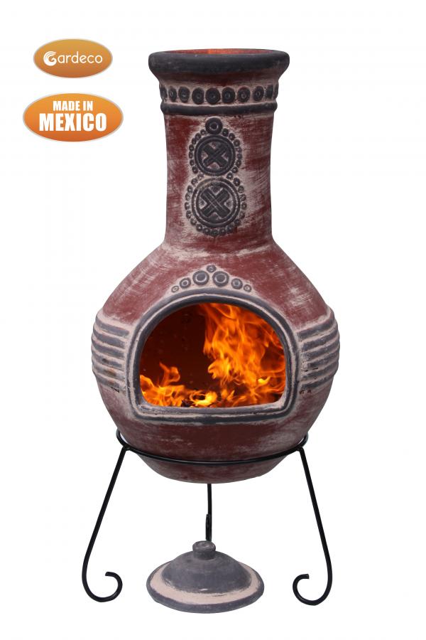 Gardeco Azteca X-Large Mexican Chimenea in Red and Grey