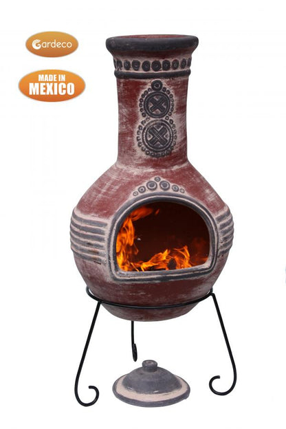 Gardeco Azteca X-Large Mexican Chimenea in Red and Grey