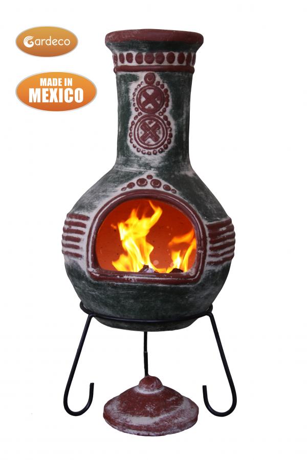 Gardeco Azteca X-Large Mexican Chimenea in green and red