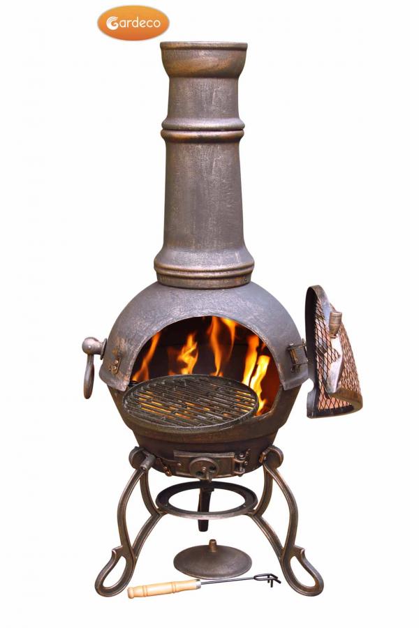 Gardeco Toledo large cast iron chimenea in bronze