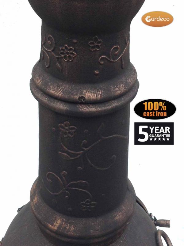 Gardeco Toledo large cast iron chimenea in bronze