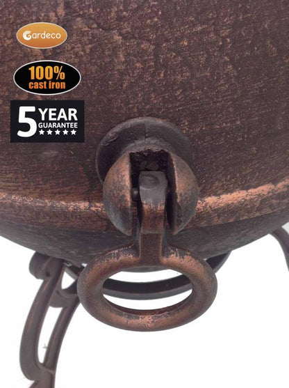 Gardeco Toledo large cast iron chimenea in bronze