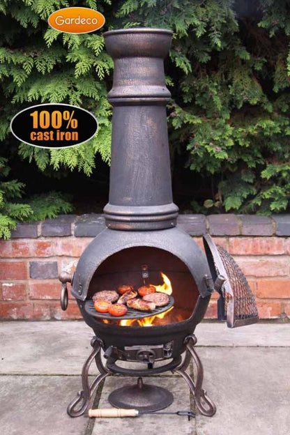 Gardeco Toledo XL cast iron chimenea in bronze