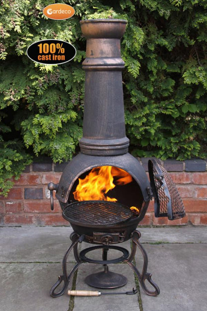 Gardeco Toledo XL cast iron chimenea in bronze