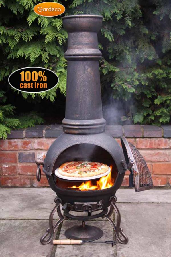 Gardeco Toledo XL cast iron chimenea in bronze