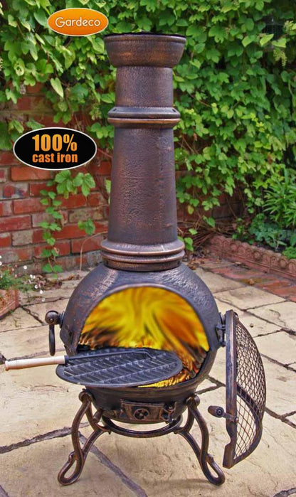 Gardeco Toledo XL cast iron chimenea in bronze