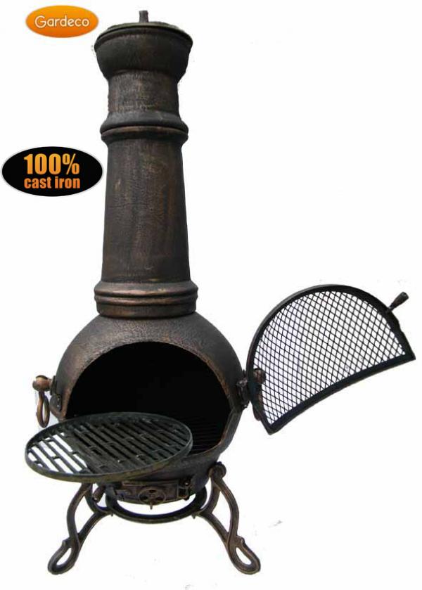 Gardeco Toledo XL cast iron chimenea in bronze