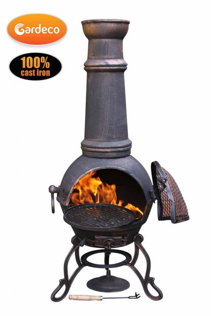 Gardeco Toledo XL cast iron chimenea in bronze