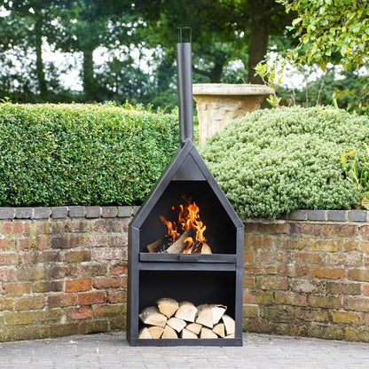 Ivyline Outdoor Henley Fireplace Rust with Grill Iron and Cover