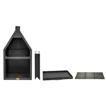 Ivyline Outdoor Henley Fireplace Rust with Grill Iron and Cover