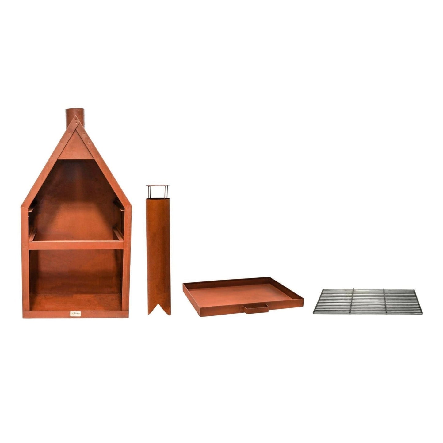 Ivyline Outdoor Henley Fireplace Rust with Grill Iron and Cover