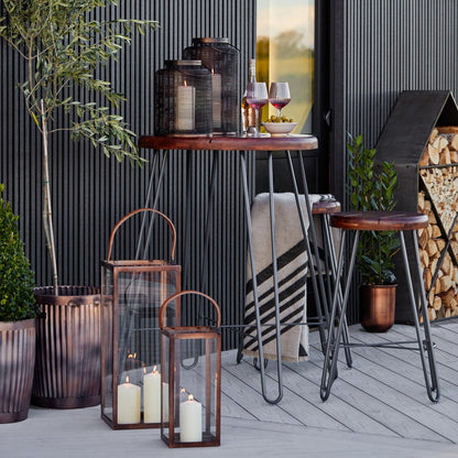 Ivyline Hampton Copper Woven Metal Lantern