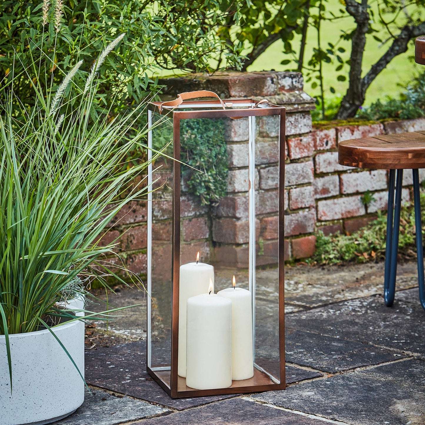 Ivyline Hampton Tall Lantern in Copper