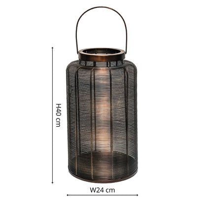 Ivyline Hampton Copper Woven Metal Lantern