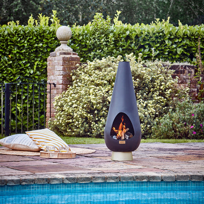 Ivyline Outdoor Leo Fireplace in Matt Black & Antique Gold