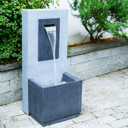 Ivyline Outdoor Contemporary Water Feature Cement